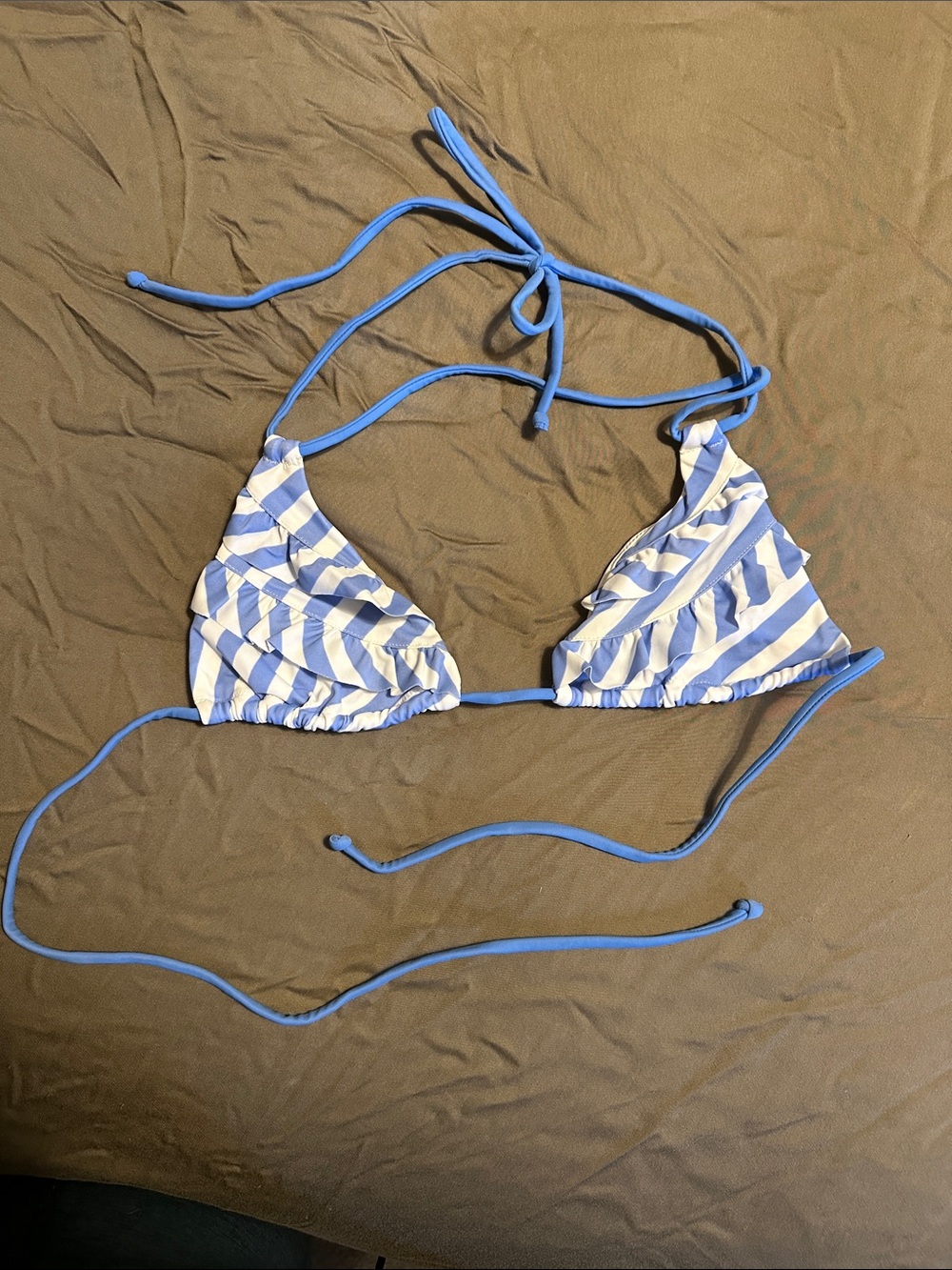 Victoria's Secret Blue and White Triangle Bikini Top